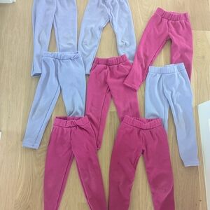 Kids Cozy Fleece Leggings - Pink and Light Purple